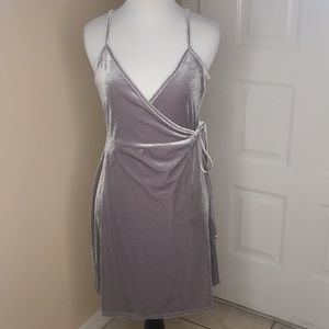 BP Silver/Gray Velvet Wrap Dress